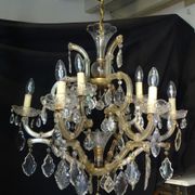 Venetian chandelier glass and crystal 9 Lights circa 1940