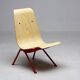 Jean Prouvé "Antoni" chair - Limited edition, red frame / plywood seat