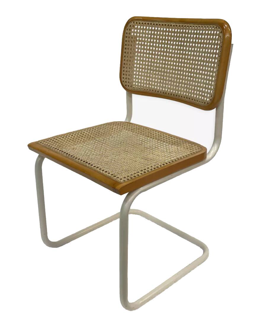 Cesca chair b32 model in white and wood by Marcel Breuer