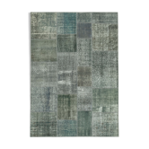 Hand-Knotted Turkish Vintage 171 cm x 242 cm Grey Patchwork Rug
