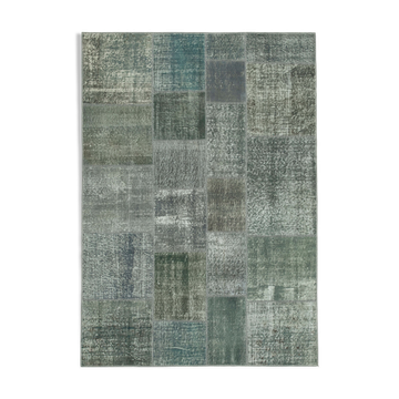Hand-Knotted Turkish Vintage 171 cm x 242 cm Grey Patchwork Rug