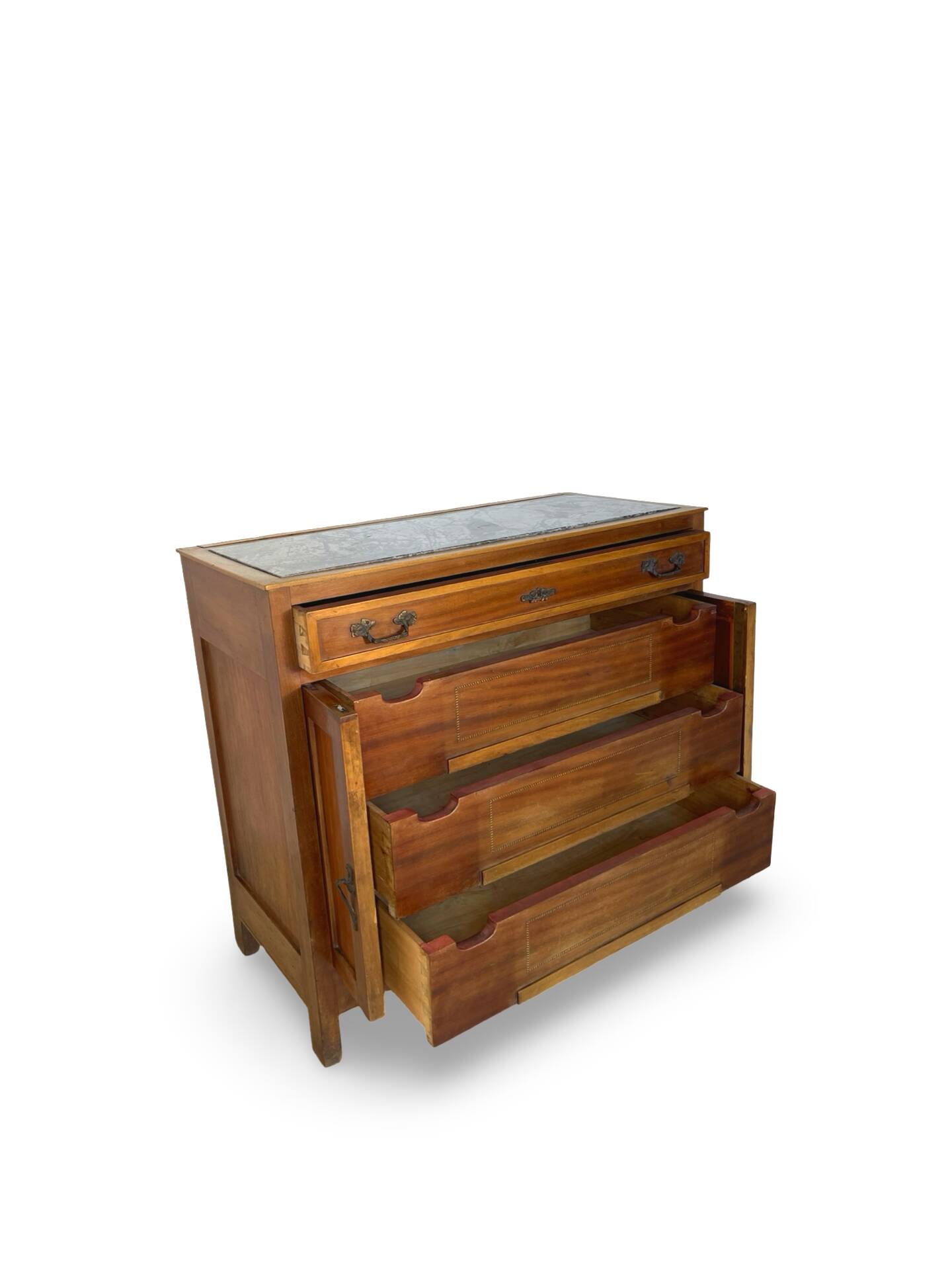 Commode de style Art Déco en bois de cerisier et noyer.