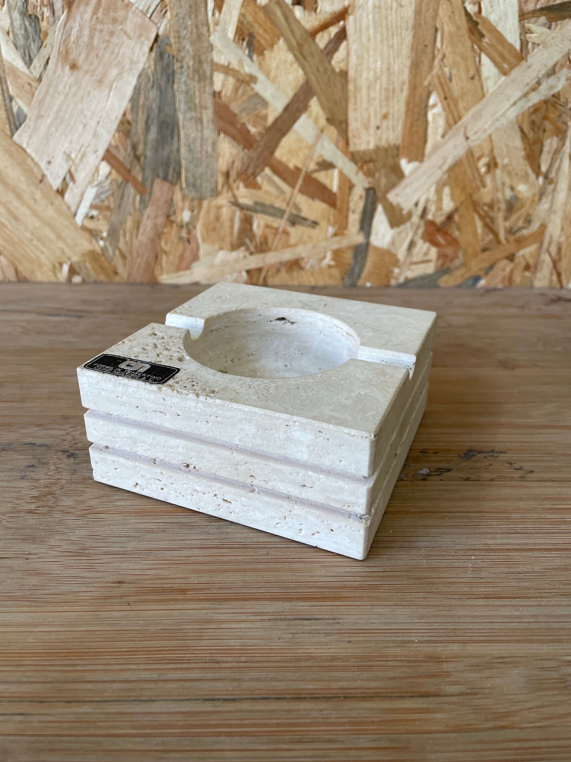 Travertine ashtray by Cerri Nestore