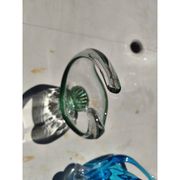 2 blue crystal and blown glass pocket vases