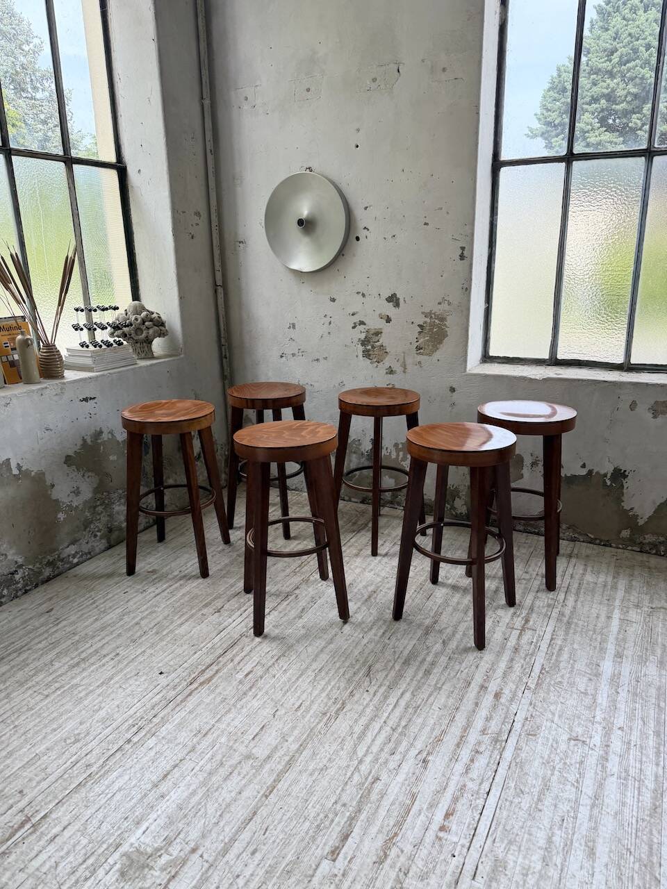 6 vintage Baumann bar stools