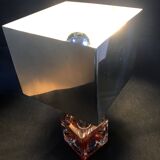 Table Lamp • Cube • Fractal Resin • Polished Steel • Chrome • 1970