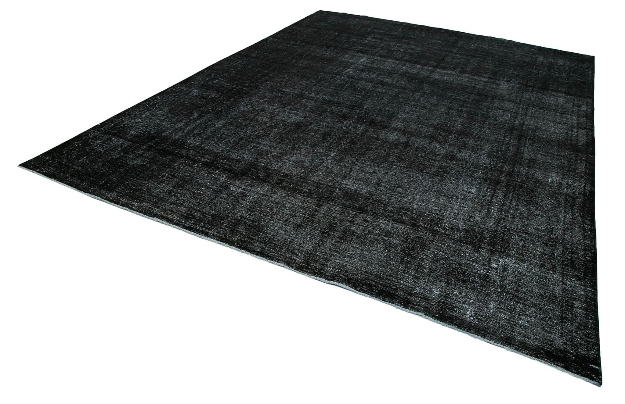 Hand-knotted oriental overdyed 290 cm x 405 cm black wool carpet