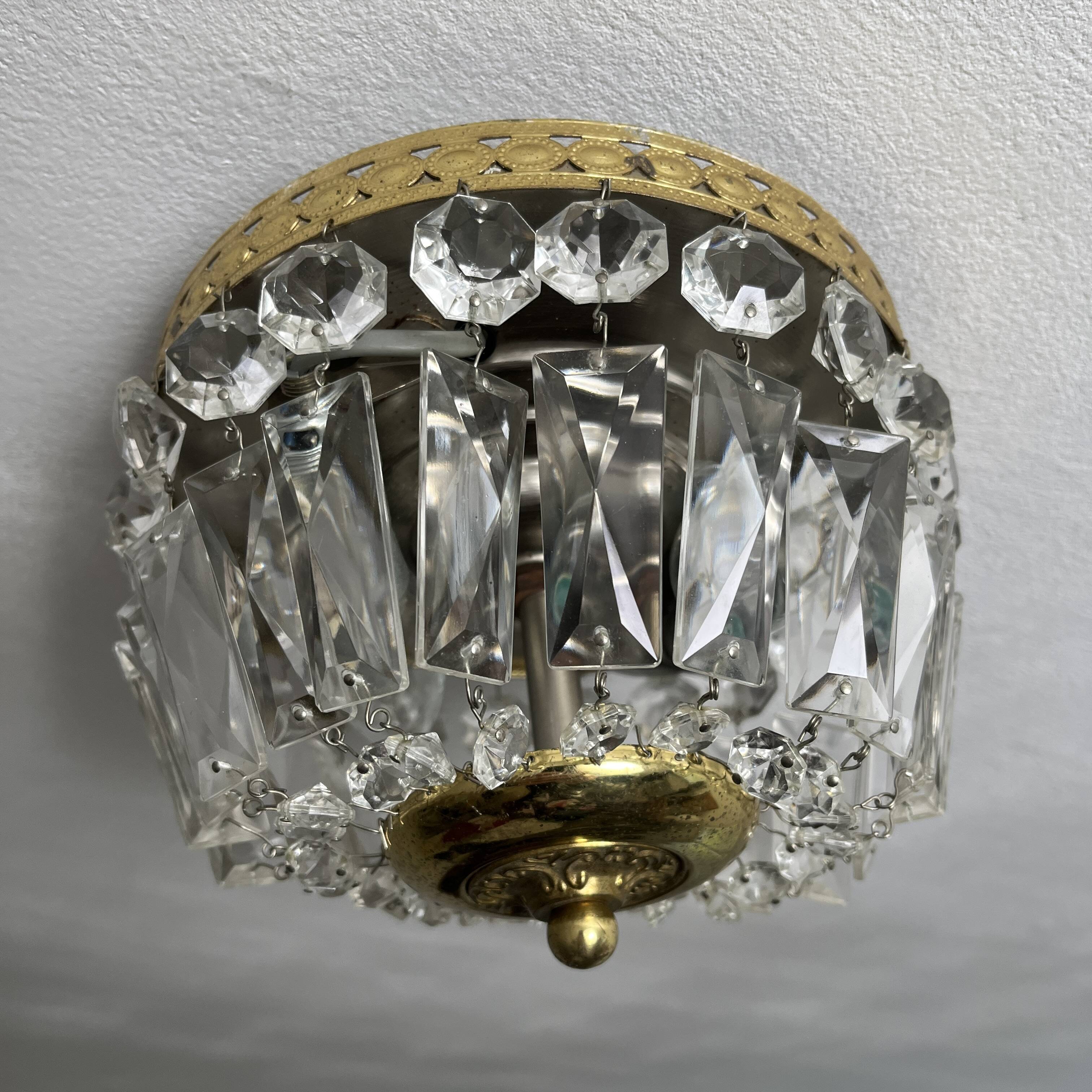 Deknudt 2-light golden brass glass pendant basket ceiling light