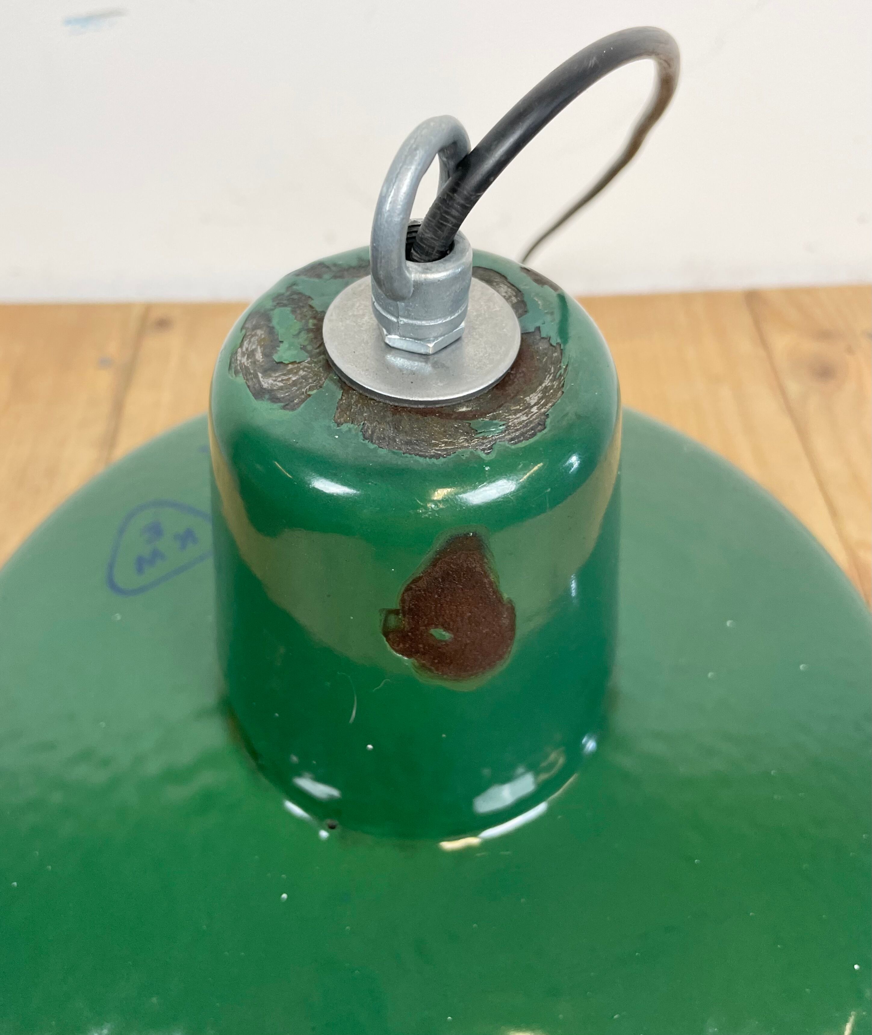 Industrial Green Enamel Pendant Lamp, 1960s