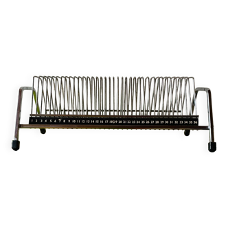 Vintage chrome metal vinyl rack - for 36 records