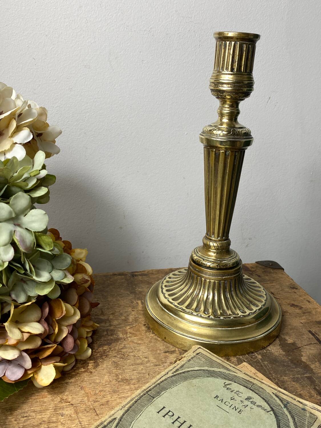 Antique brass candle holder