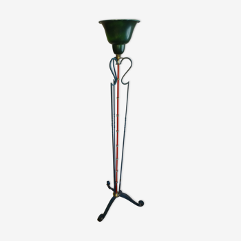 Floor lamp in iron and tole circa 1950-1960 vintage