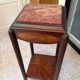 Elegant antique side table in marquetry and red marble – Louis XVI style