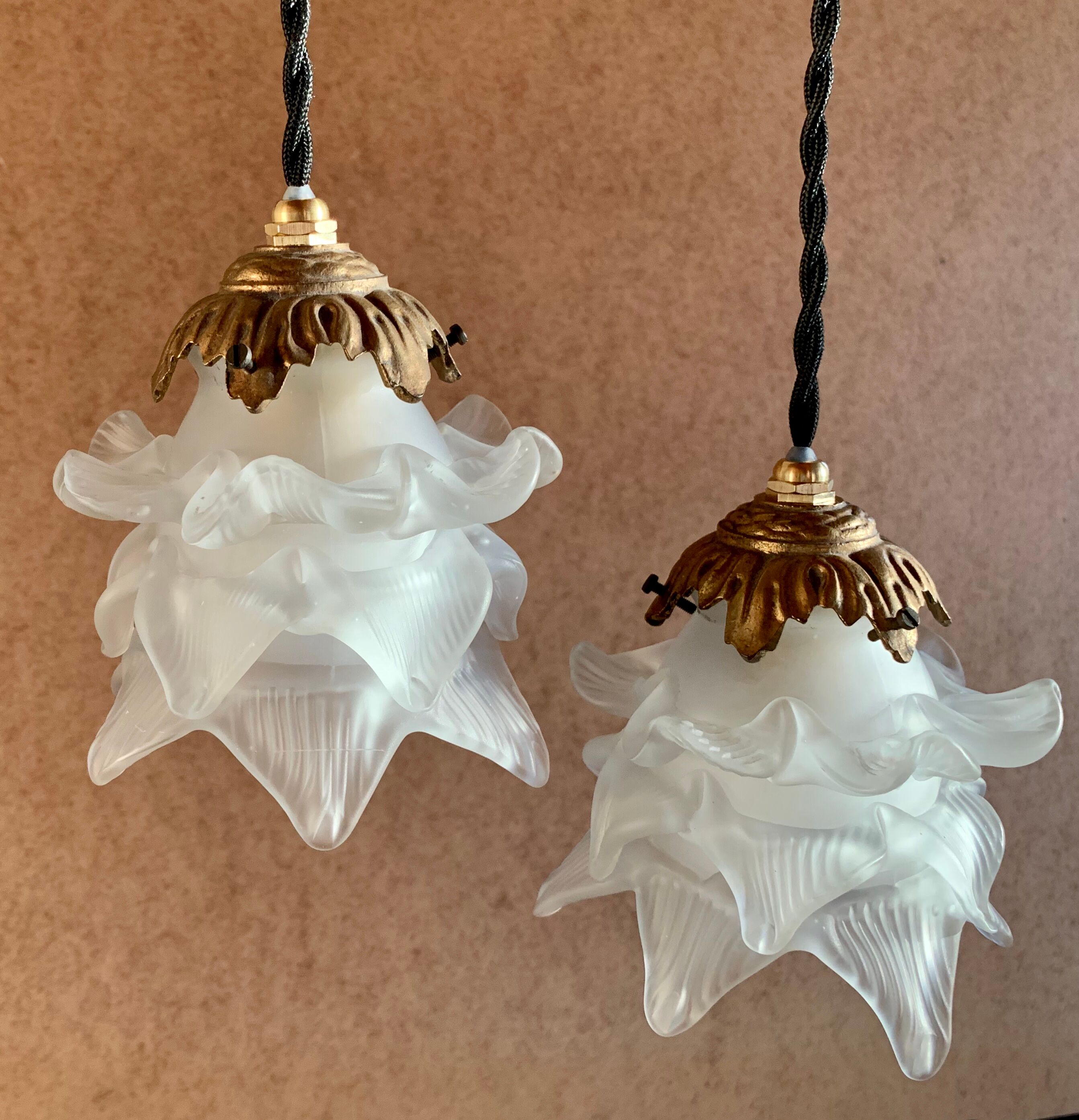 Pair of Art Deco pink tulips walkers