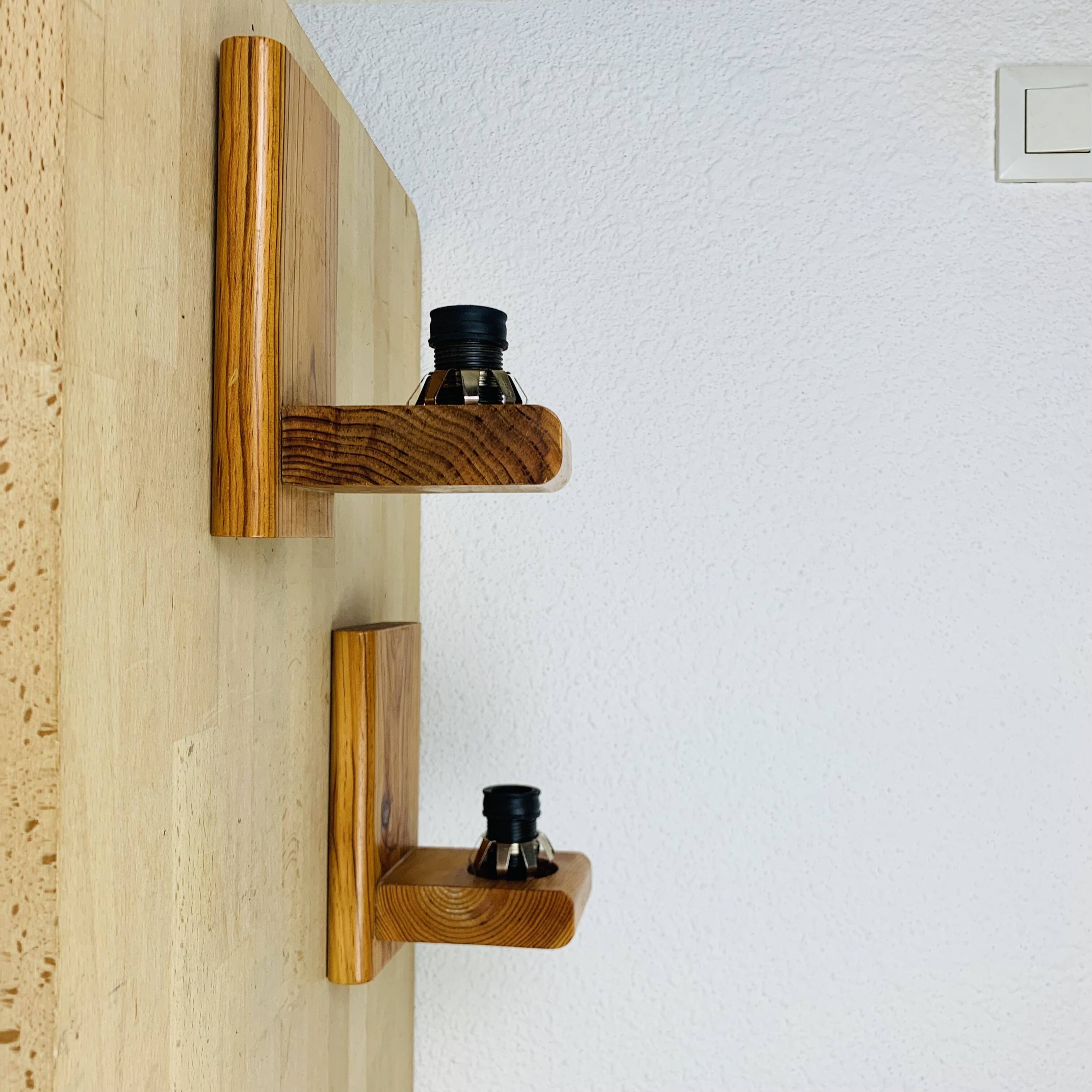 Pair of 70s pine wall lights