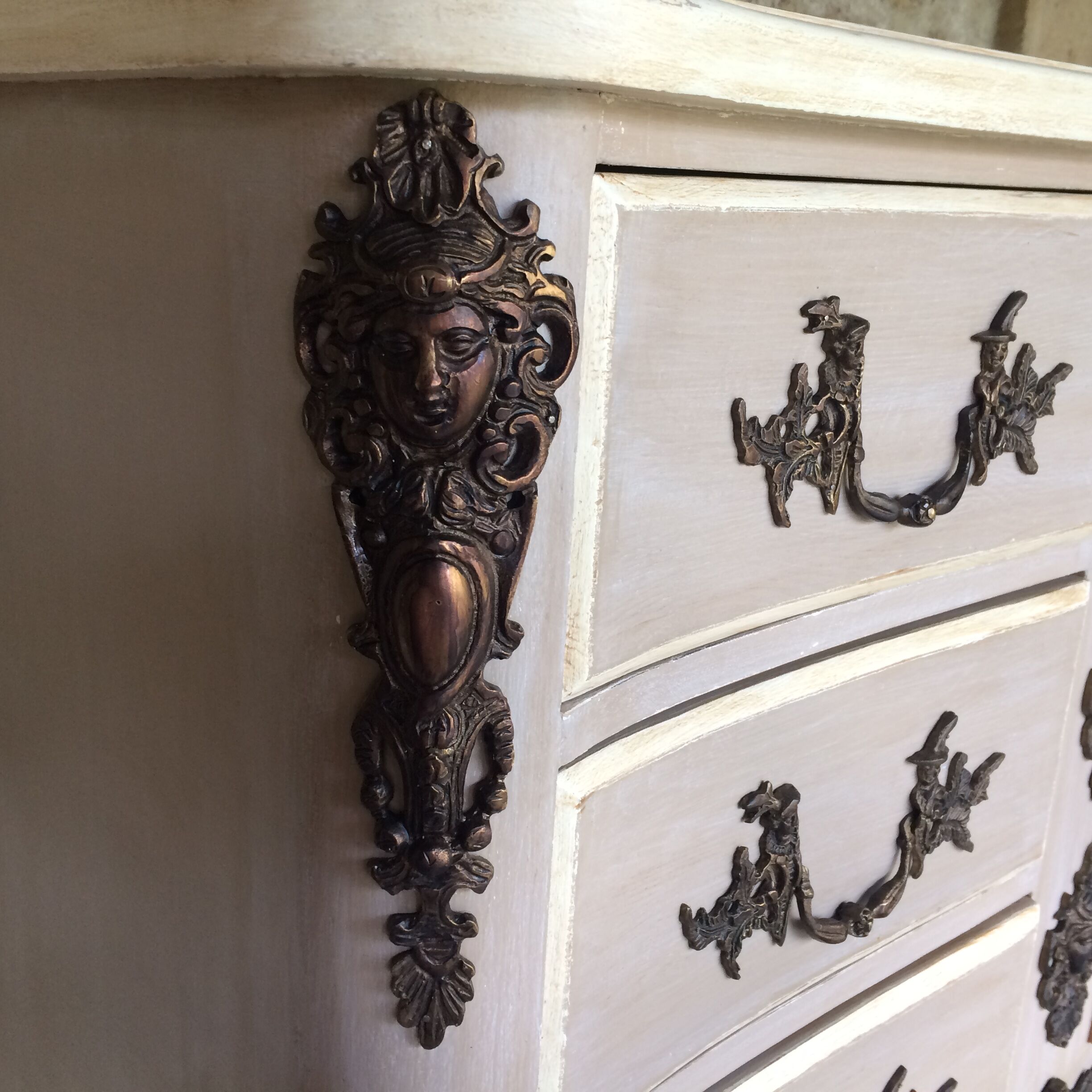 Curved chest of drawers 6 drawers of style xviiith patinated mole