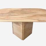 Table basse italienne ovale en marbre rose 1970-80