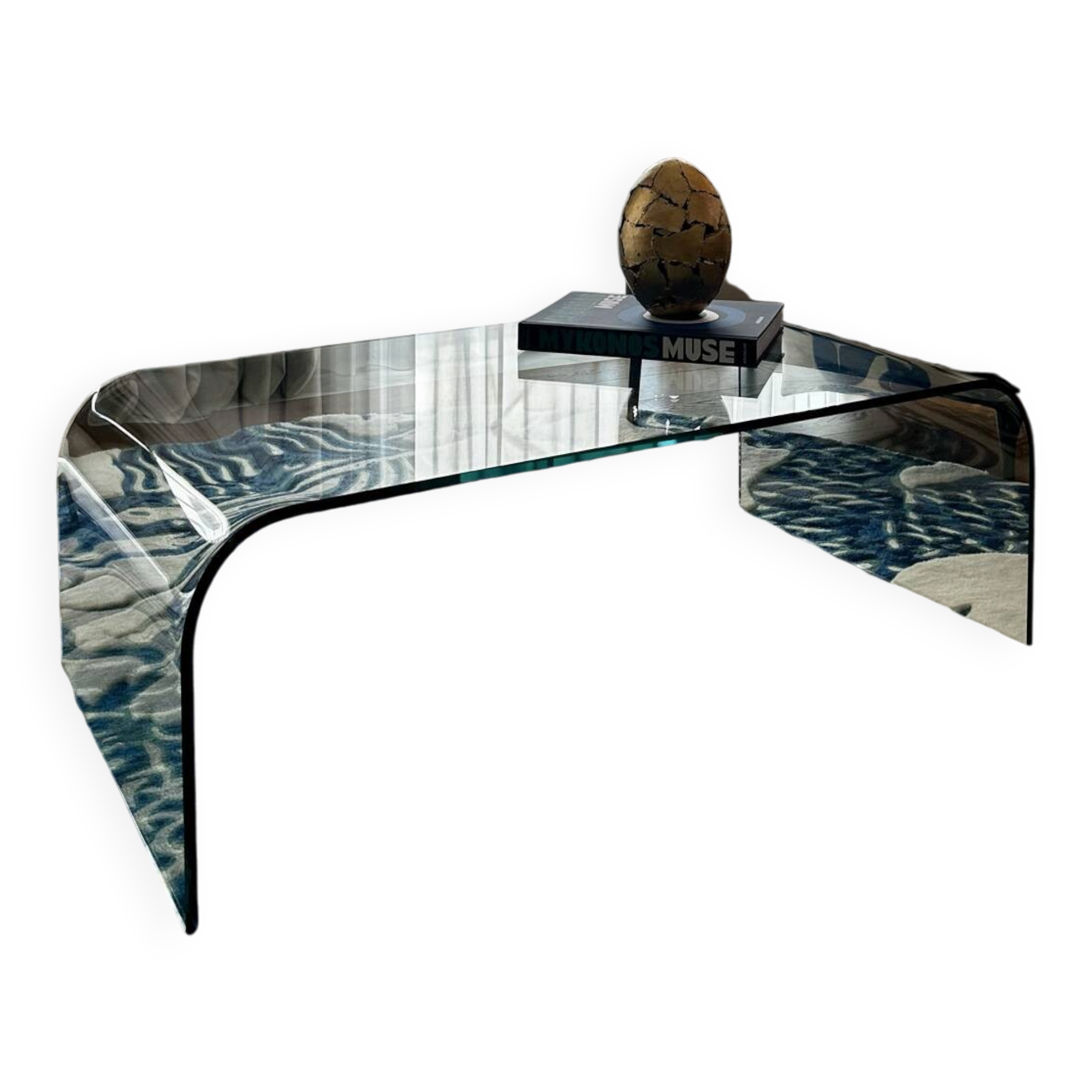 Table basse en verre courbé 12 mm, 110 × 60 cm