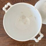 Antique white ironware soup tureen from the end of the 19th century