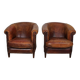 Fauteuil Club Vintage en Cuir Couleur Cognac, Pays-Bas, Set de 2