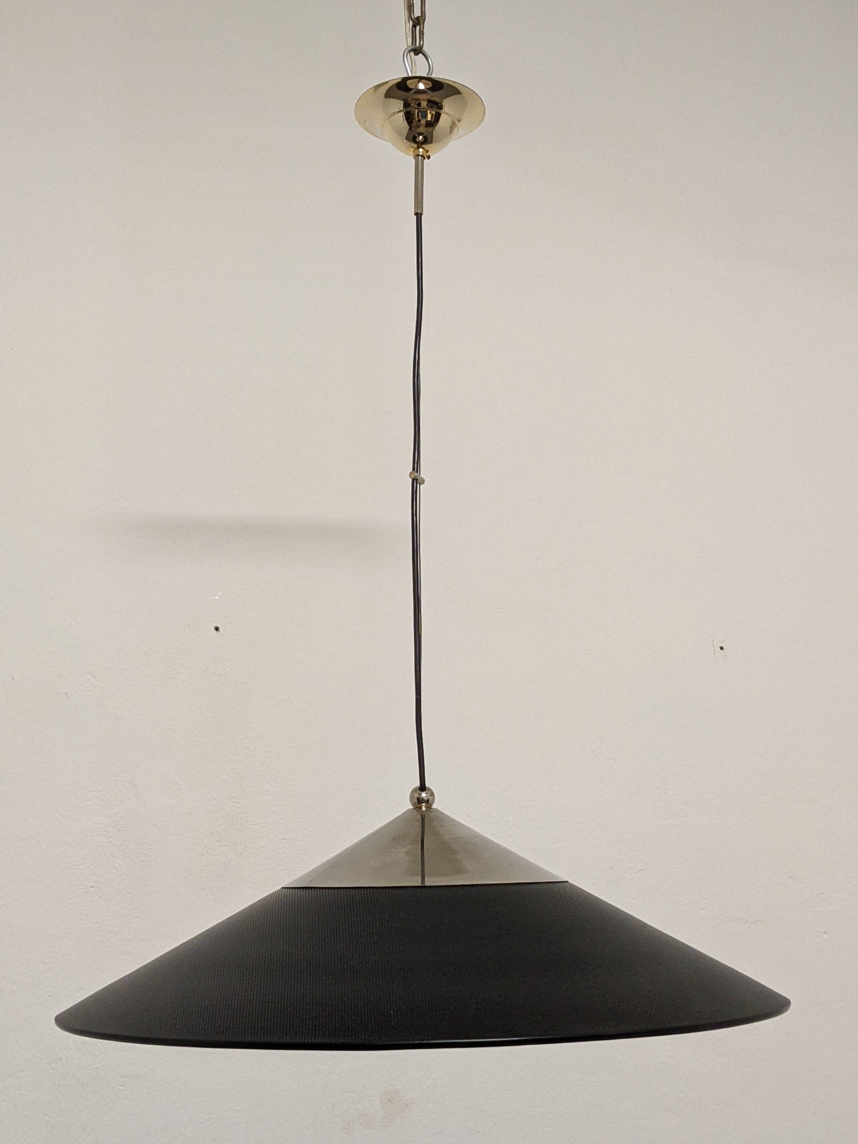 XXL black marmorite saucer suspension, Italy circa 1970.