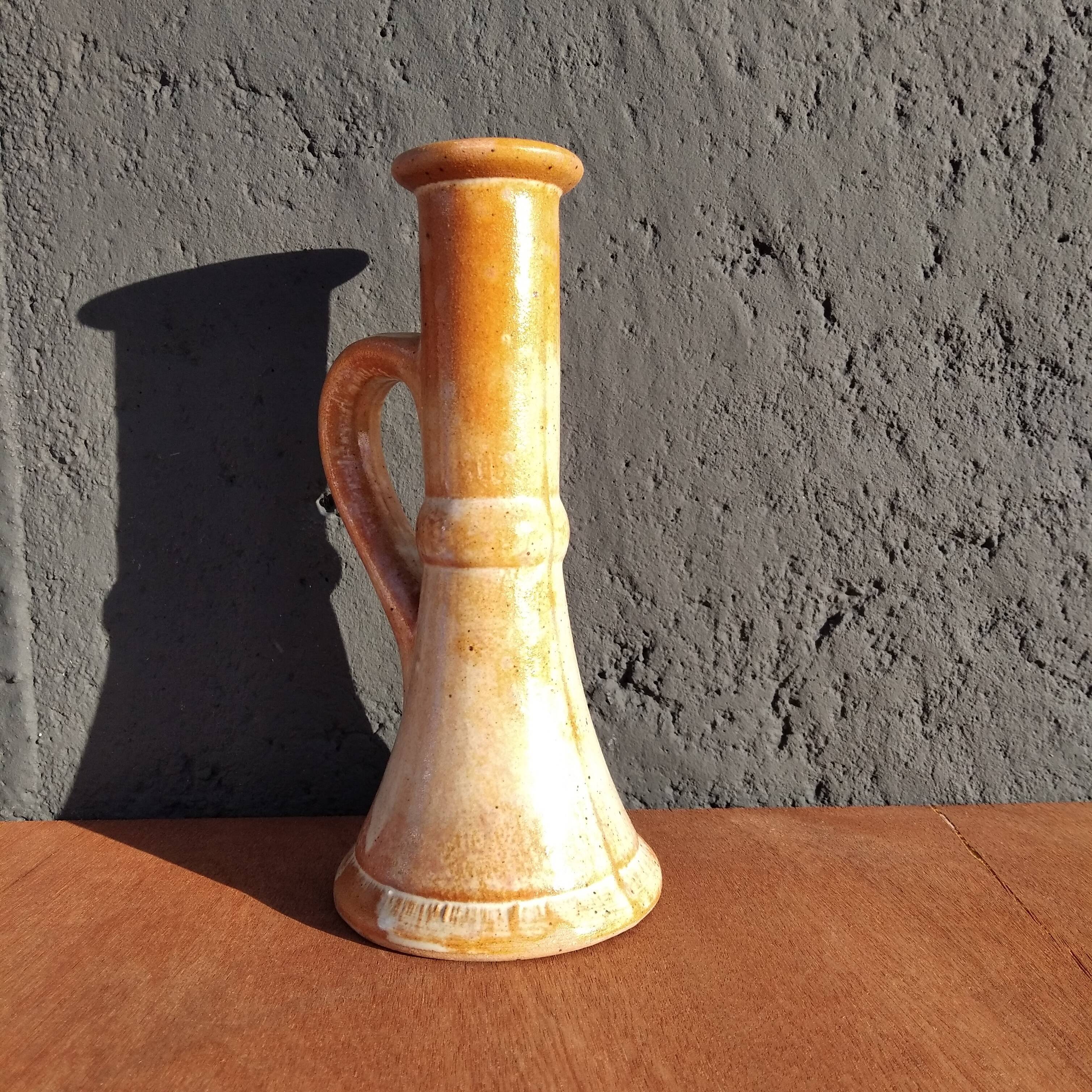 Glazed stoneware candle holder
