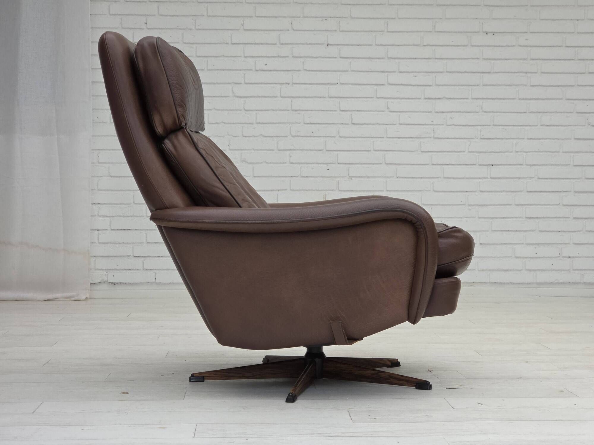 1970s, Danish swivel armchair with footstool by Madsen & Schubel.