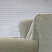 Fauteuil relax danois des années 1970, velours d'ameublement vert clair