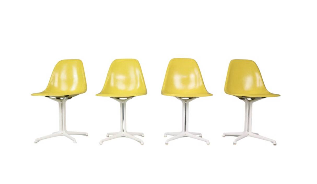 Charles & Ray Eames Set of 4 Yellow "La Fonda" Chairs for Herman Miller, 1960