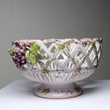 Openwork bowl in painted earthenware, Émile Tessier Le Croisic, 30-50's accidents