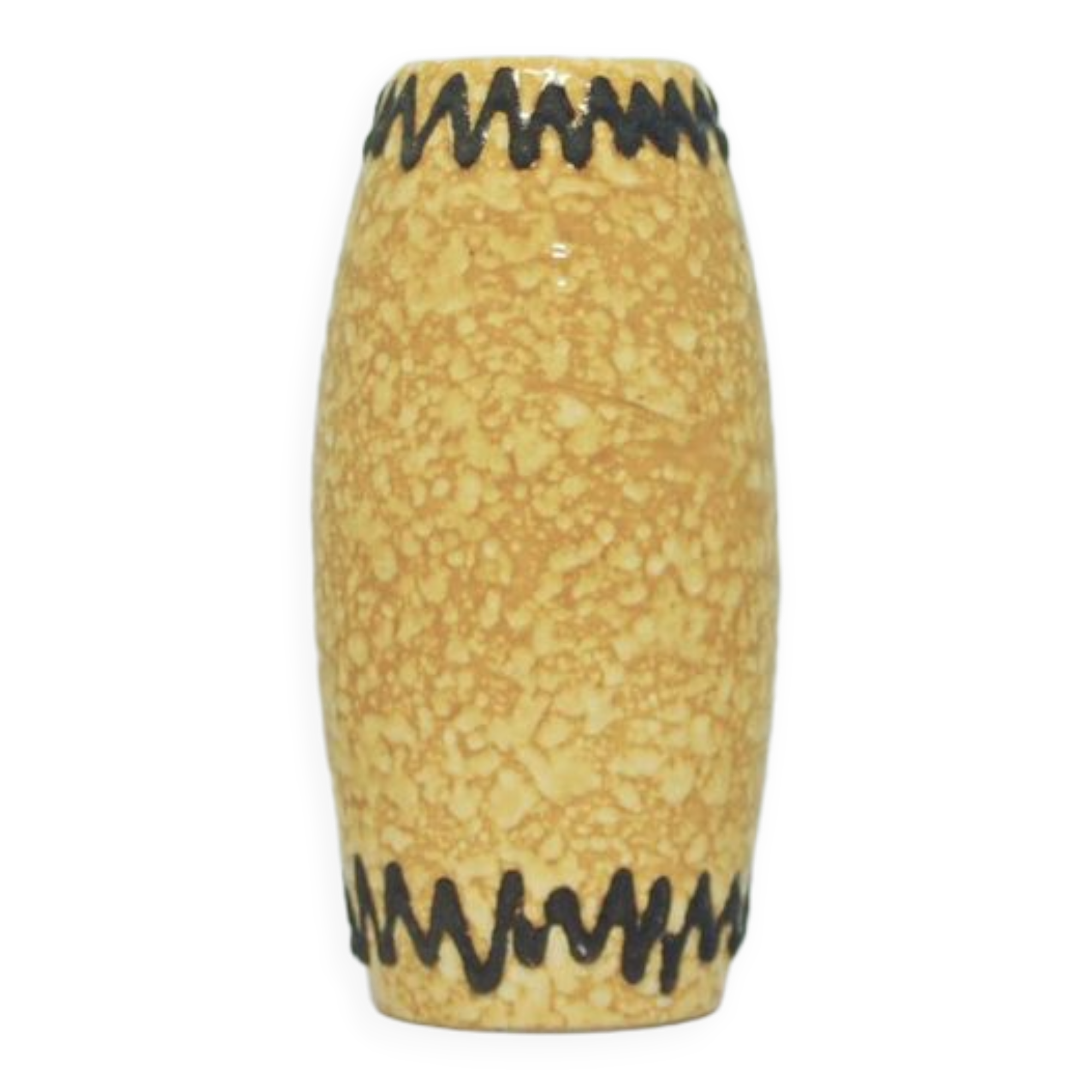 vintage mottled ochre yellow and brown zigzag vase West Germany