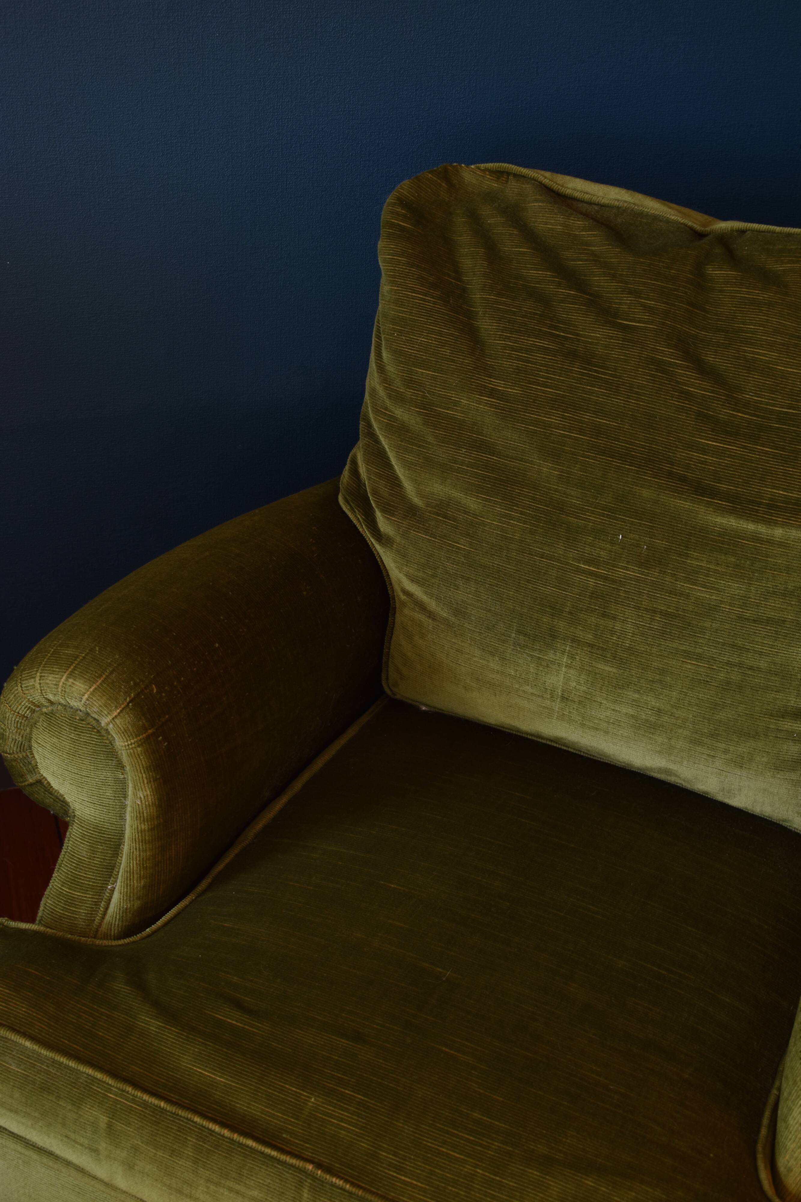 Vintage armchair green velvet fringes
