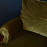 Fauteuil vintage vert velours franges