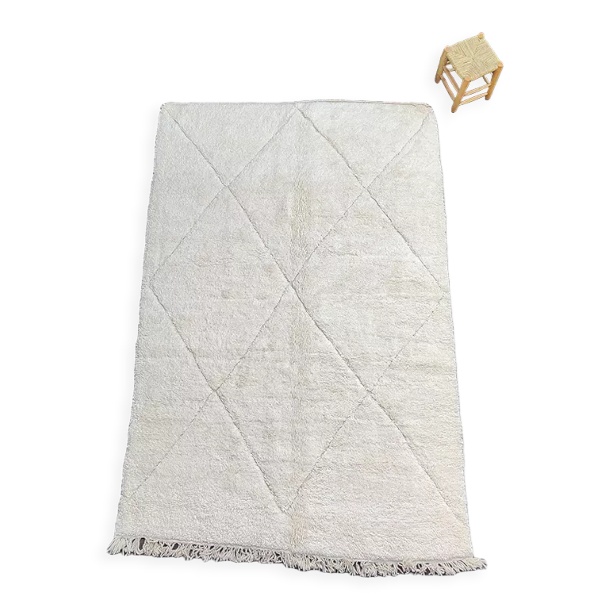 Large Berber carpet white diamond 200x320 cm