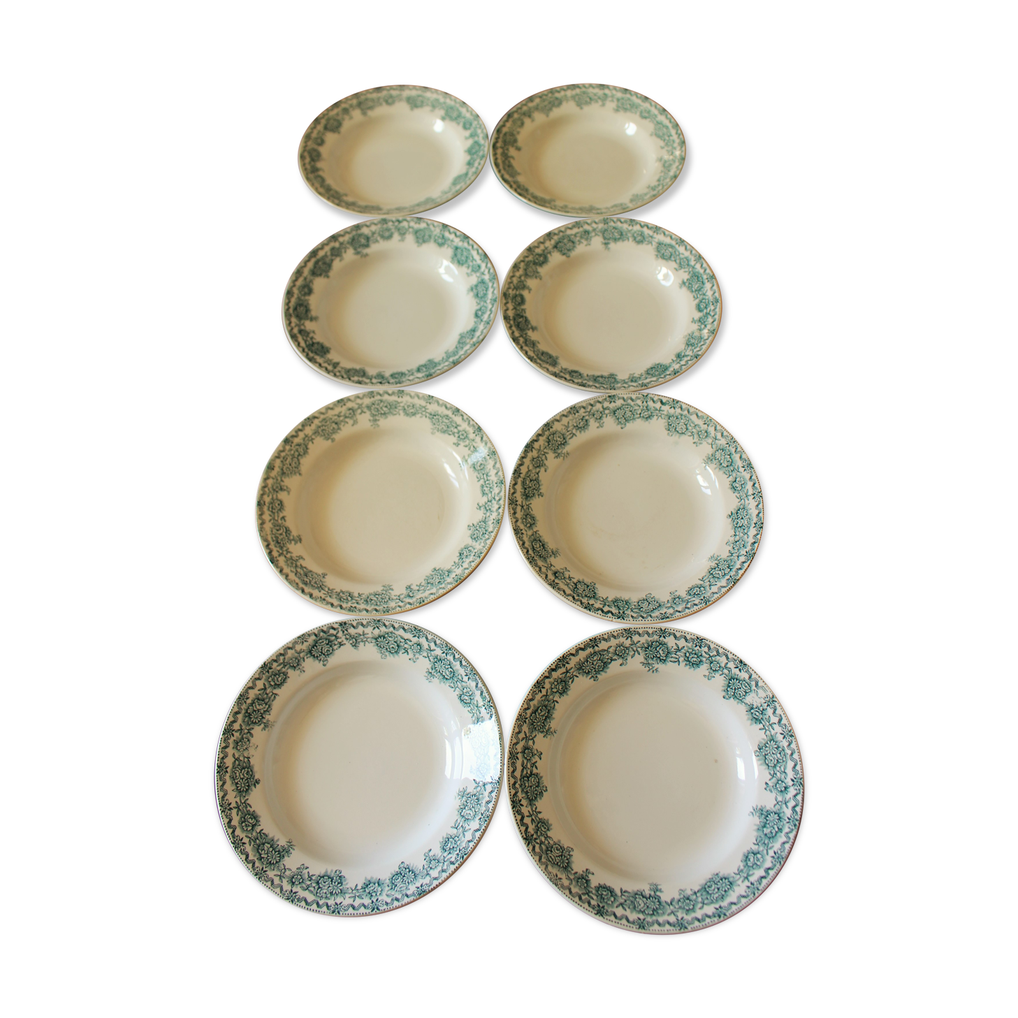 Lot 8 hollow plates Terre de Fert vert Fleurs Argenton Saint Amand