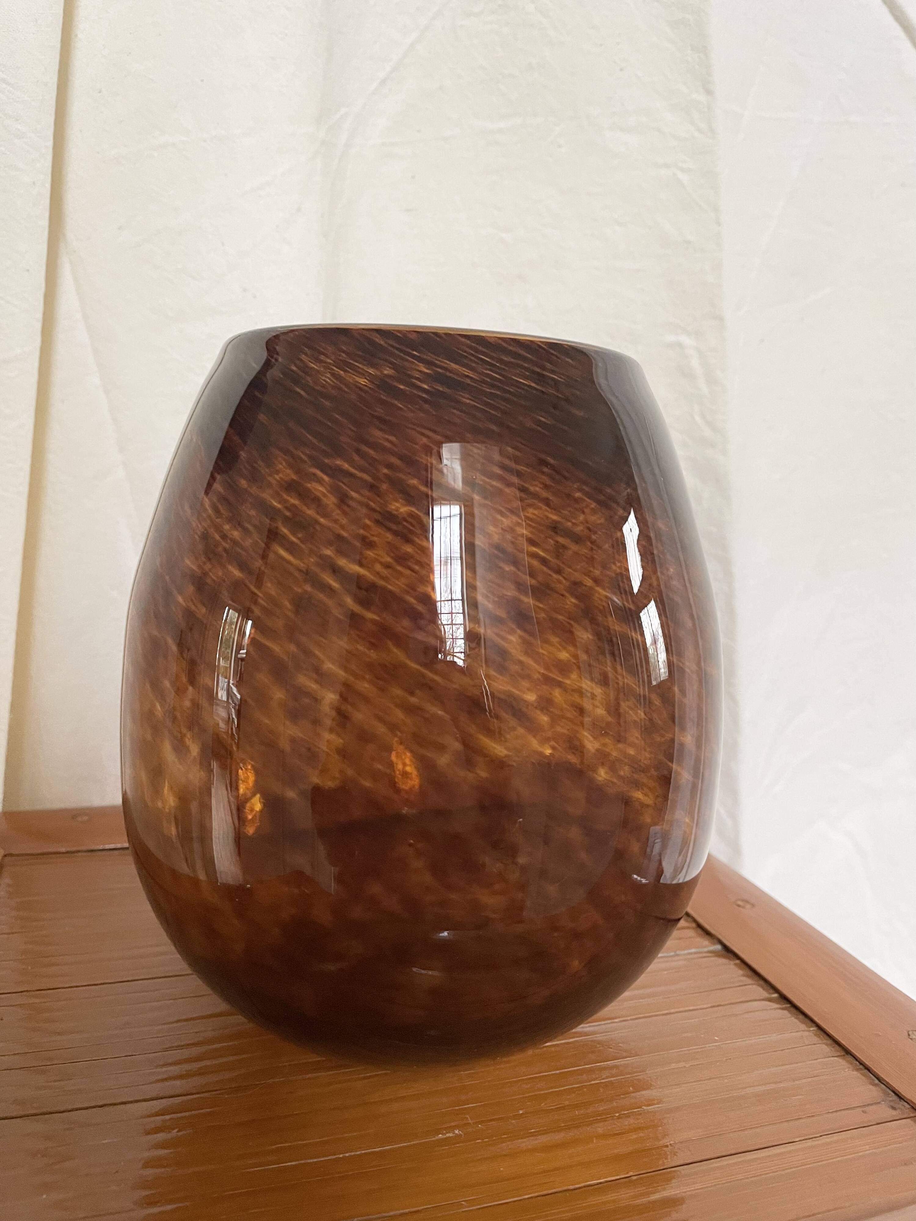 Amber glass vase