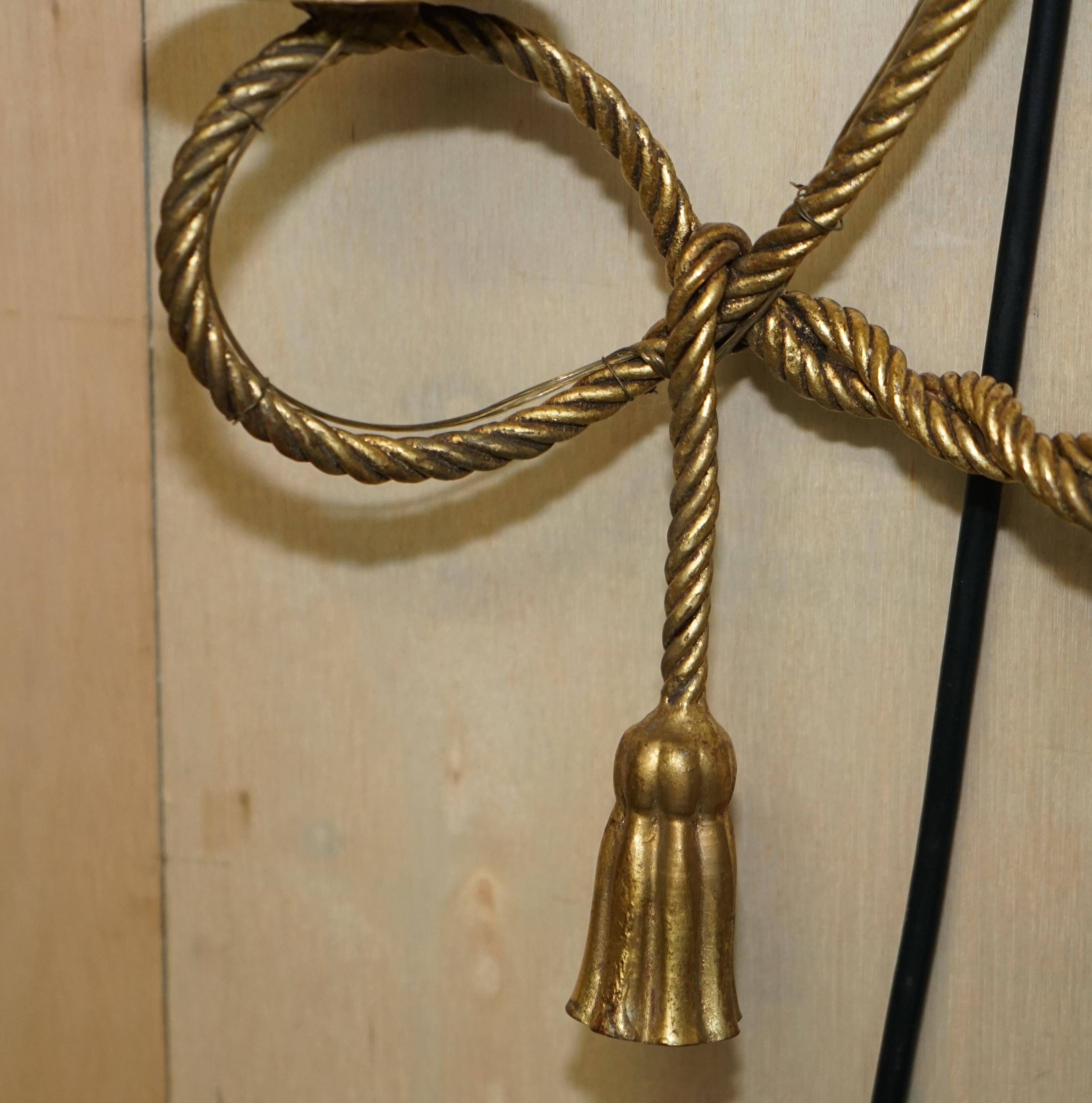 Vintage Twisted Wall Light Three Branches with Pendants