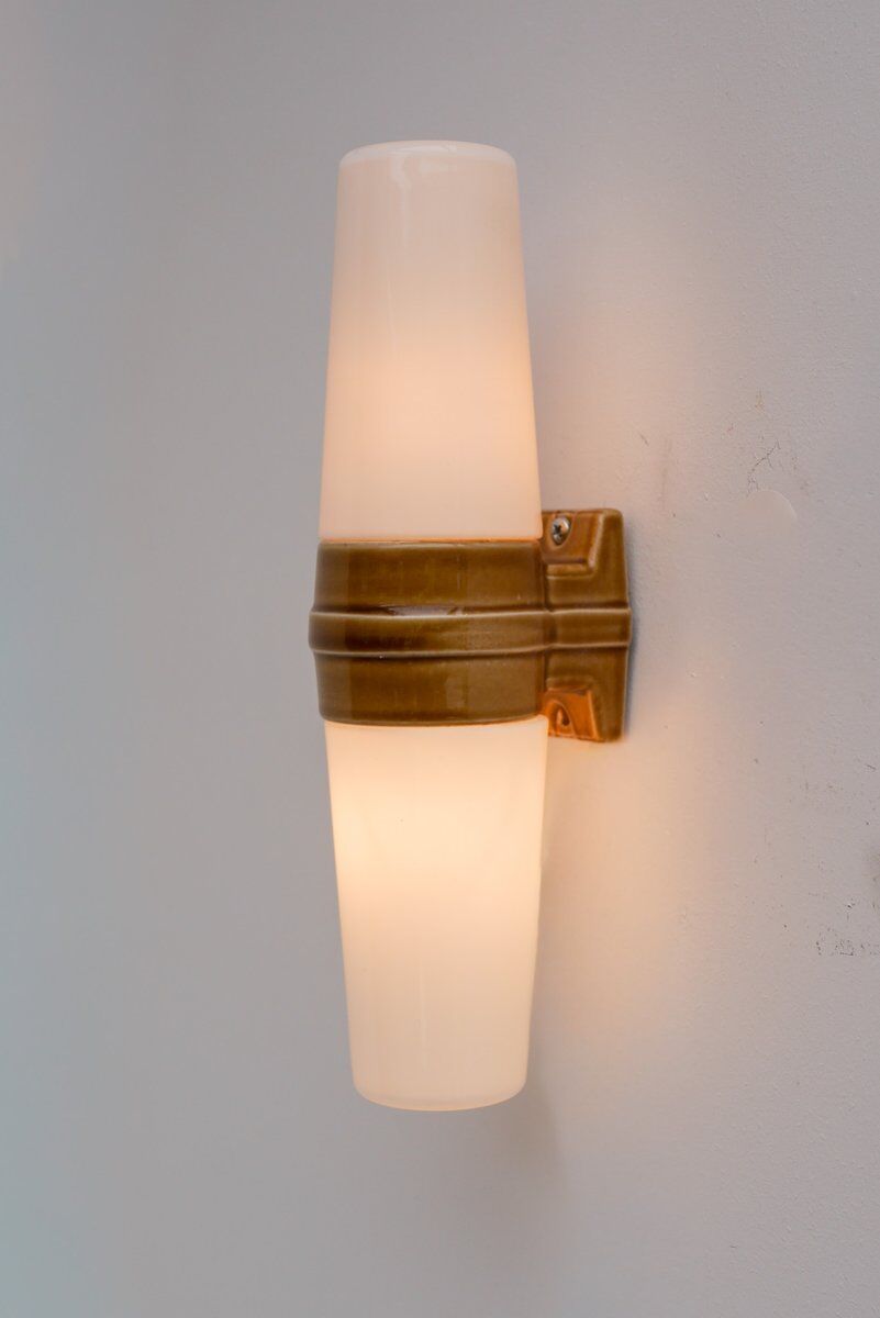 Vintage porcelain bathroom light by Sigvard Bernadotte for Ifö, 1960