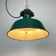 Industrial Green Enamel Factory Lamp with Cast Iron Top, 1960s
