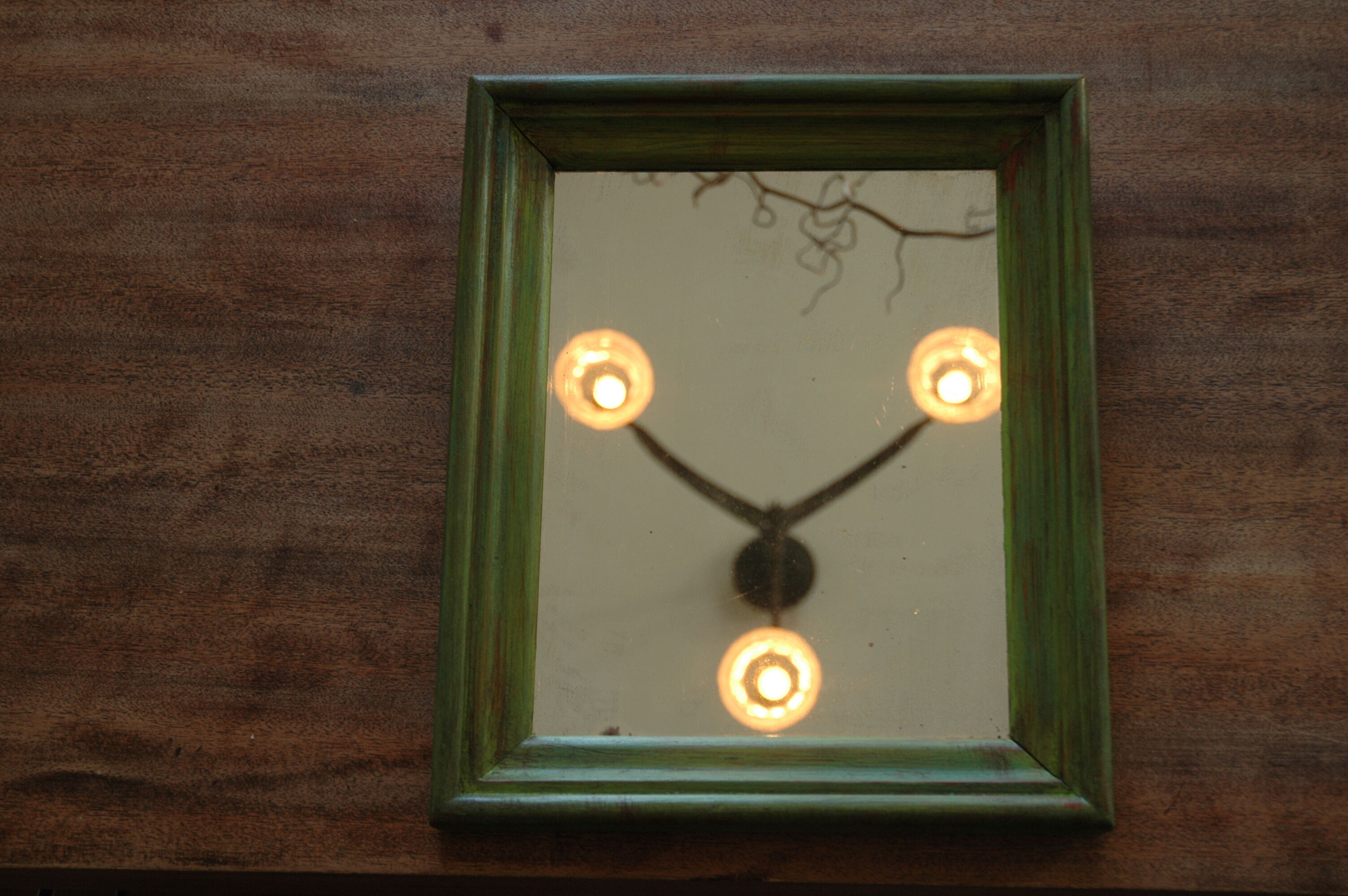 Mirror old wood green 28x34cm