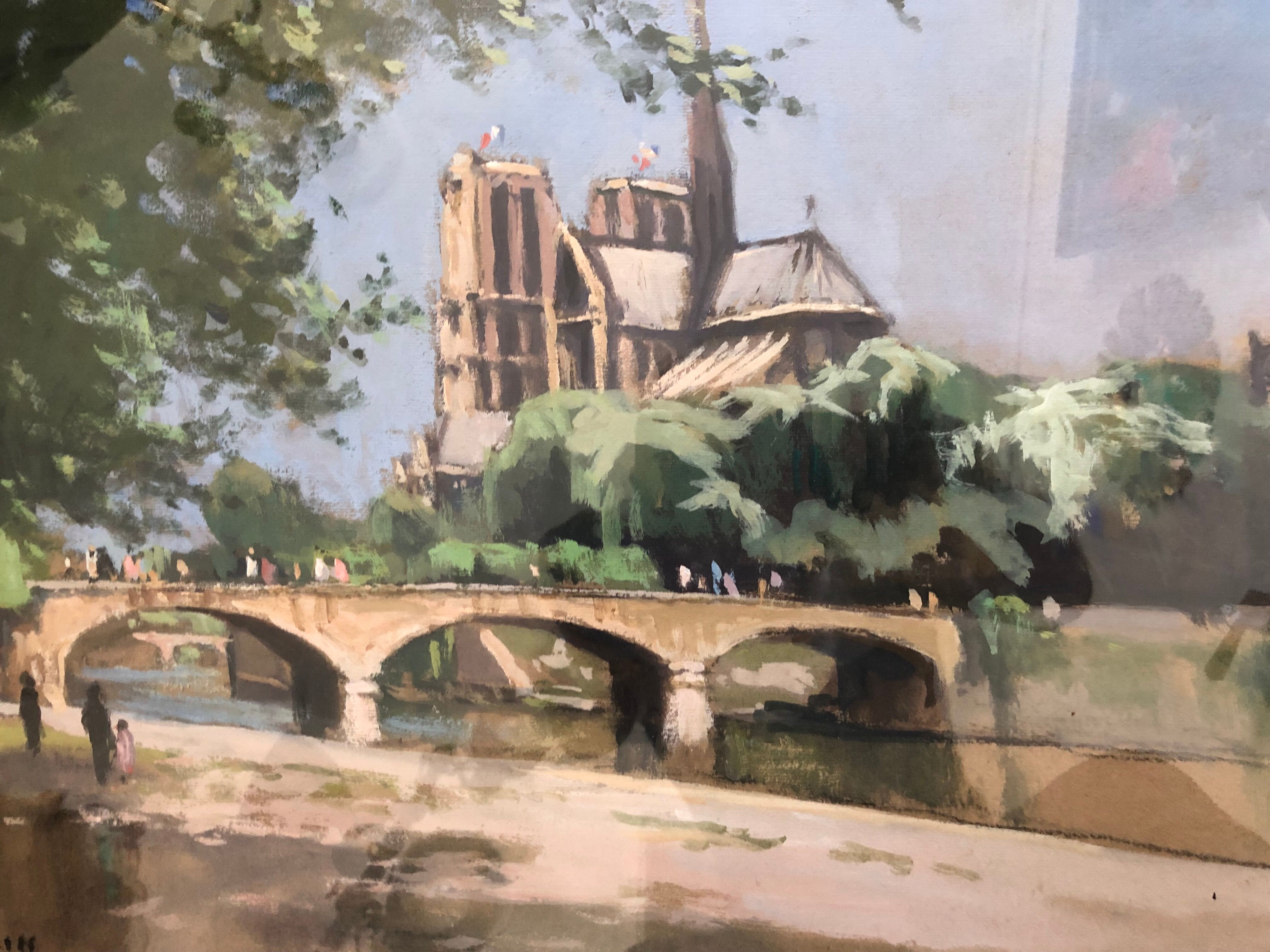 Painting: pastel representing Notre Dame de Paris