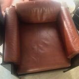 Fauteuil en cuir et palissandre Sergio Asti