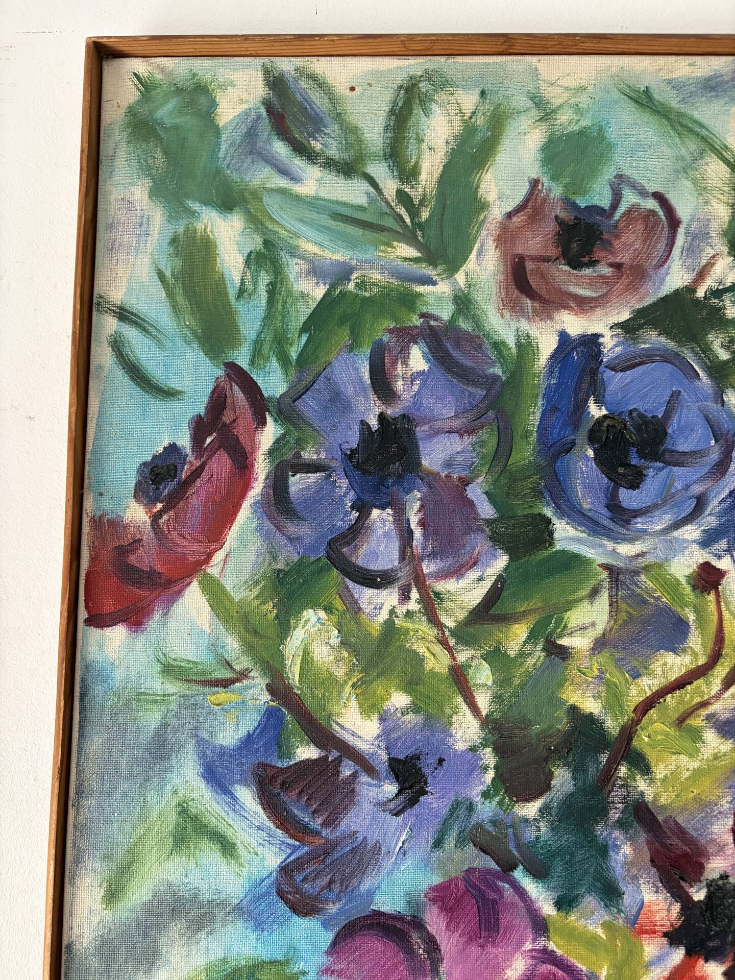 Anemones, oil on canvas signed Guette Fattal