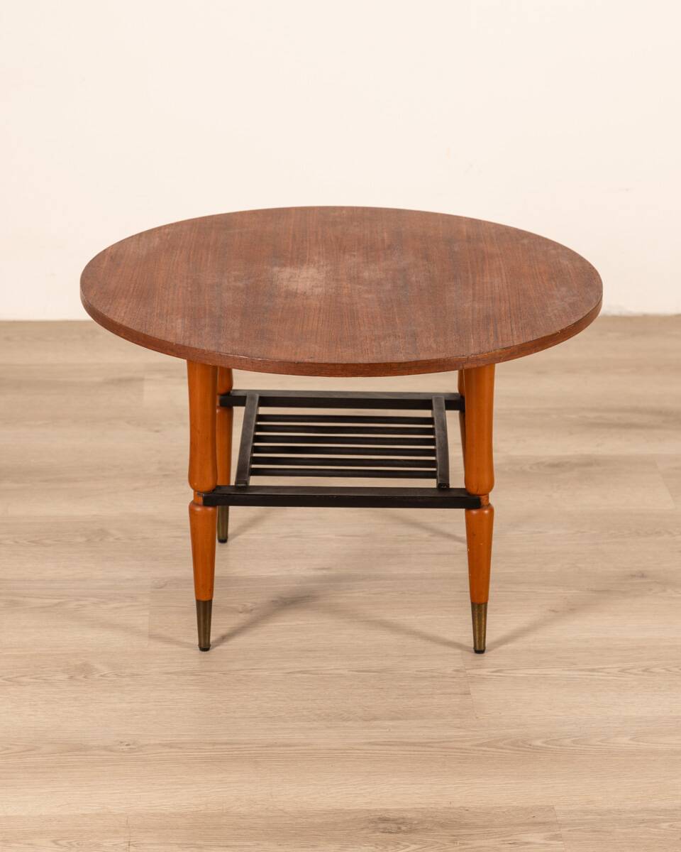 Vintage 60's table in wood and brass italian design