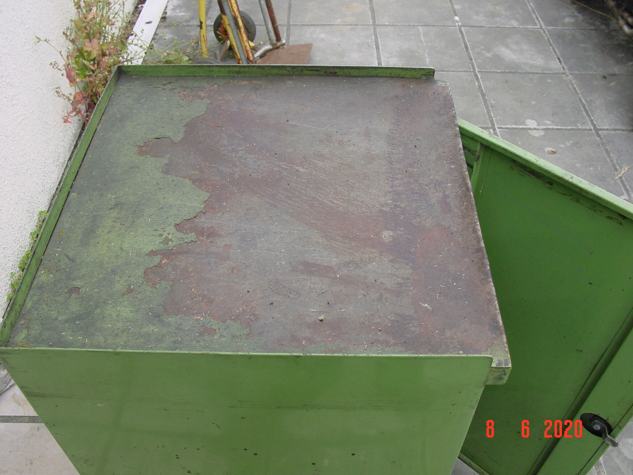 Green industrial metal cabinet
