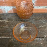 6 vintage pink moulded glass bowls arcoroc rosaline