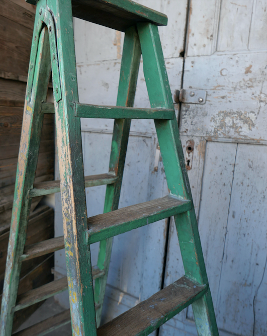 Wooden workshop folding stepladder