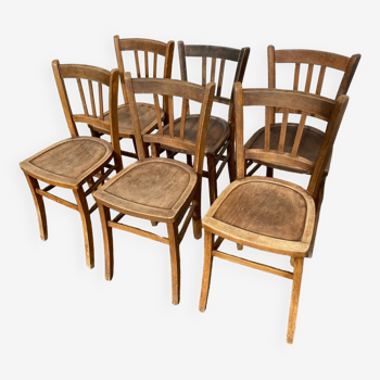 Set of 6 mismatched bistro chairs