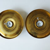 Pair of golden wall lights Flush Lights, Germany 1970s