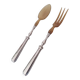 Salad cutlery, Alfénide Christofle, Tosca model, horn and silver metal.